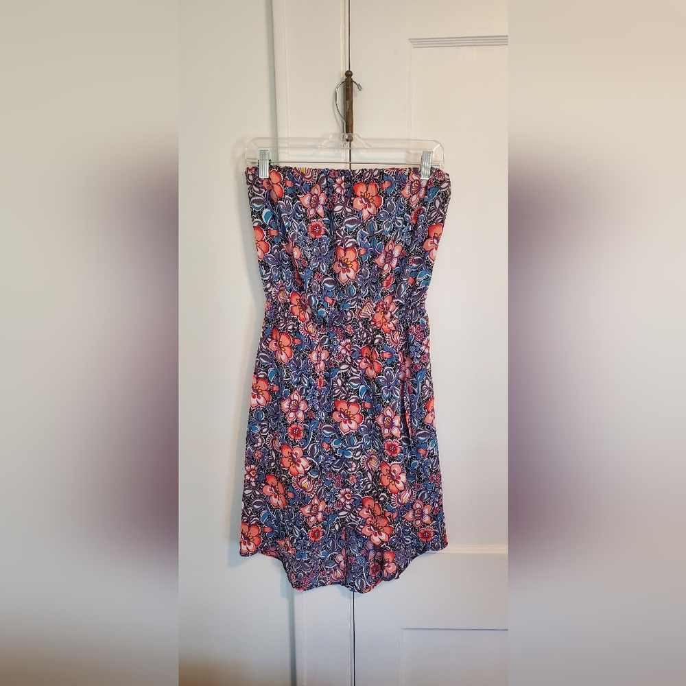 Express Floral Strapless Dress